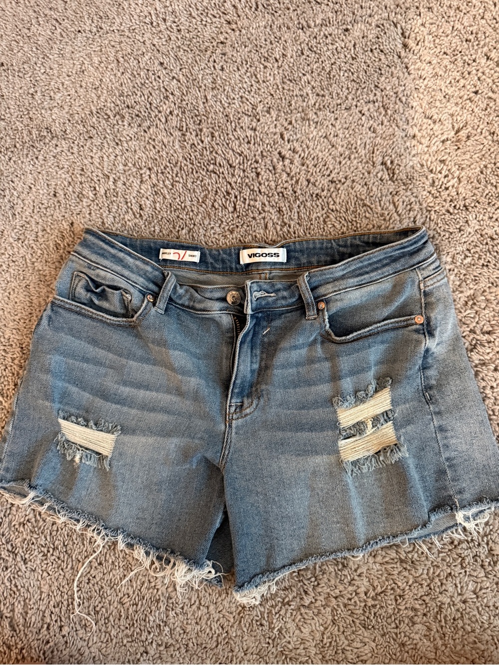 Vigoss Light Blue Distressed Denim Cutoff Shorts